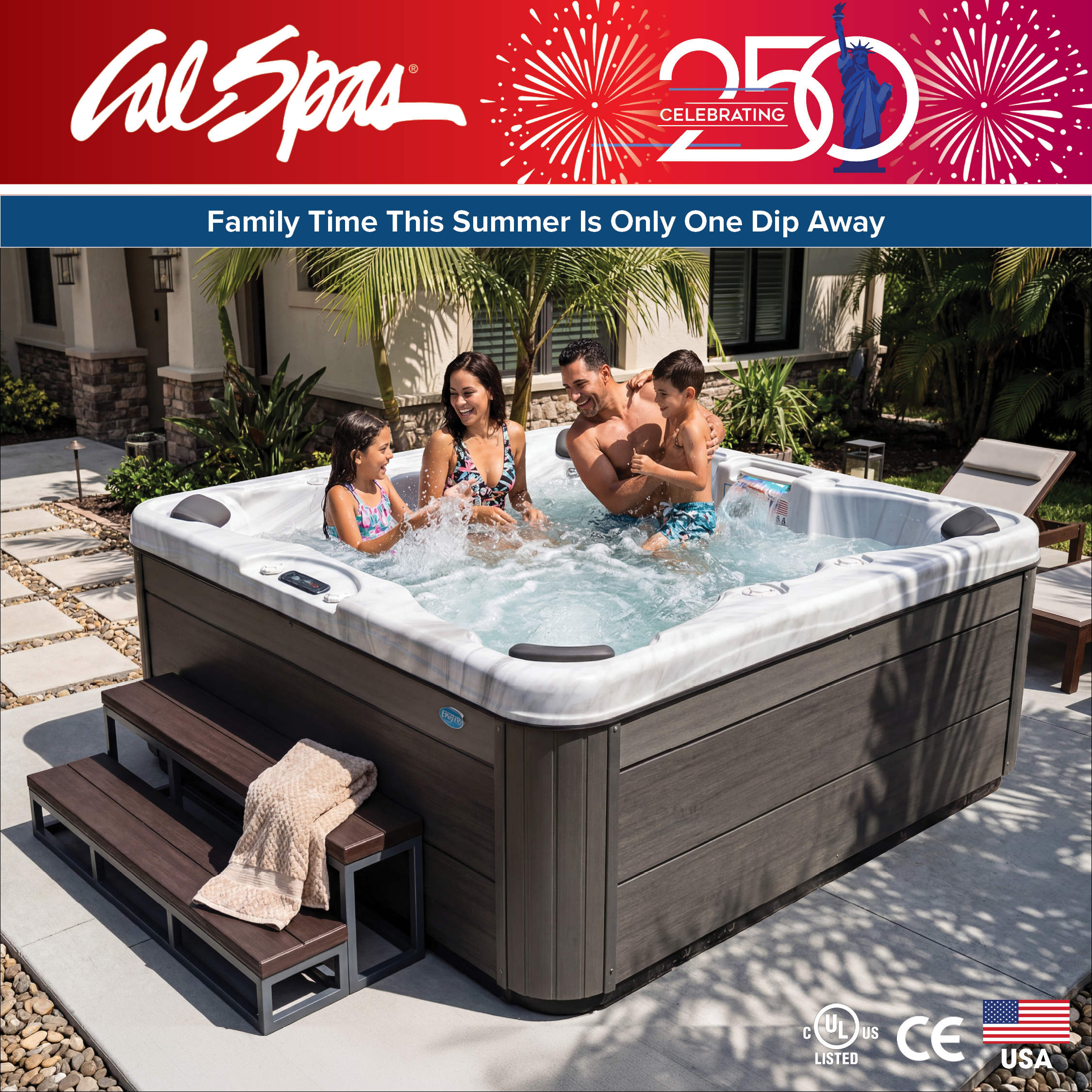 Calspas hot tub being used in a family setting - Boise